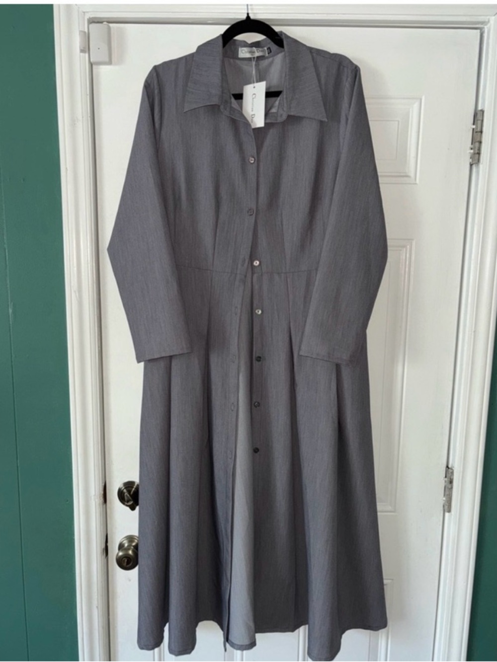 Dior Gray Button-Front Long Dress (NWT)